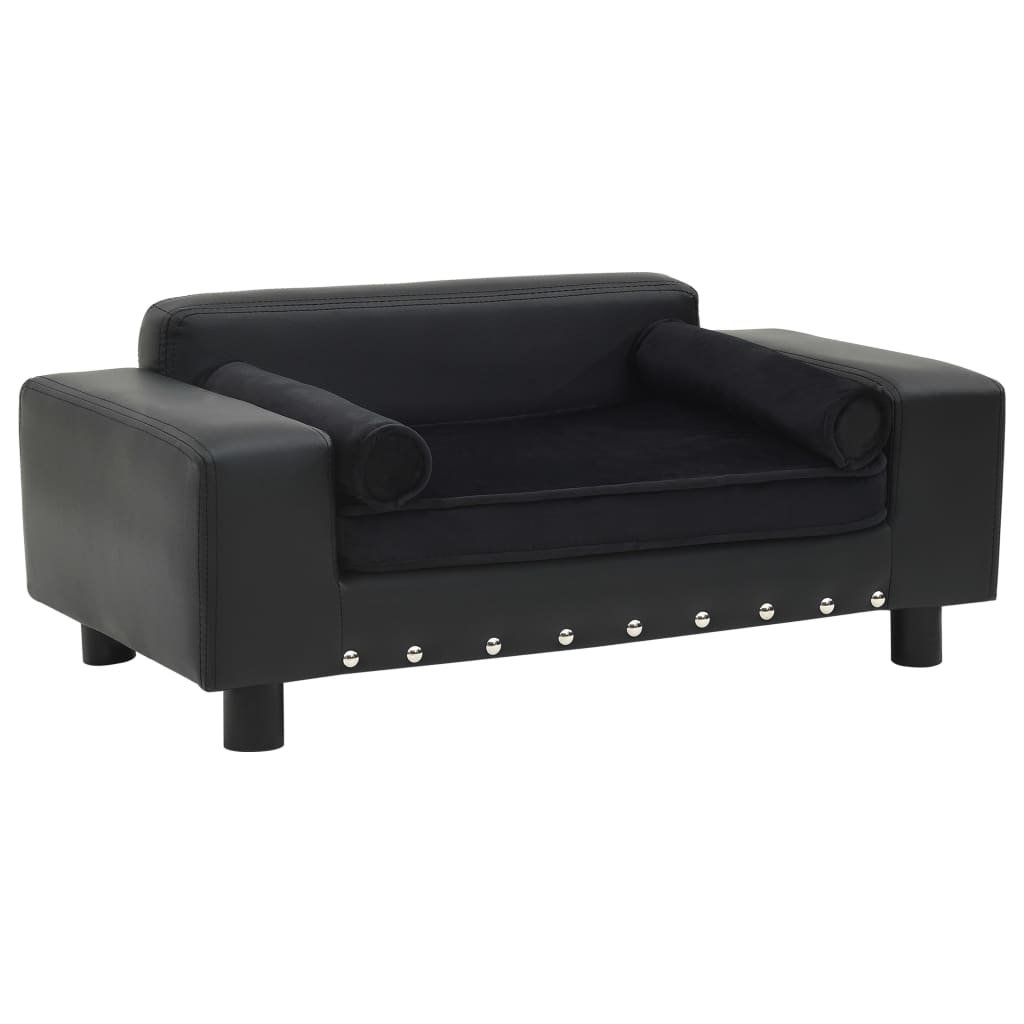 vidaXL Hundesofa Grau 81x43x31 cm Plüsch und Kunstleder
