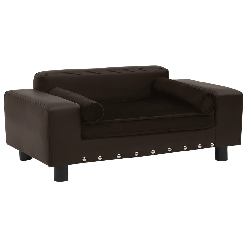 vidaXL Hundesofa Grau 81x43x31 cm Plüsch und Kunstleder