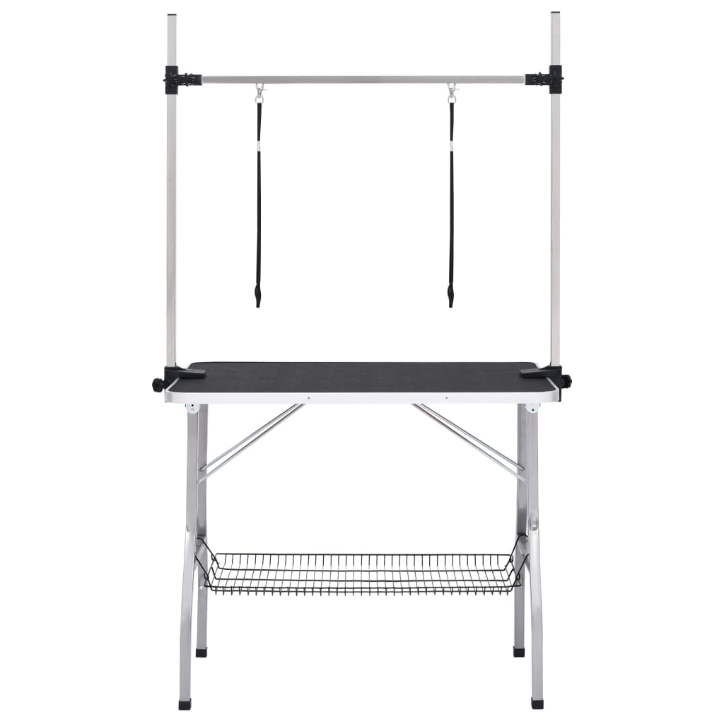 vidaXL Verstellbarer Trimmtisch für Hunde mit 2 Schlaufen und Korb