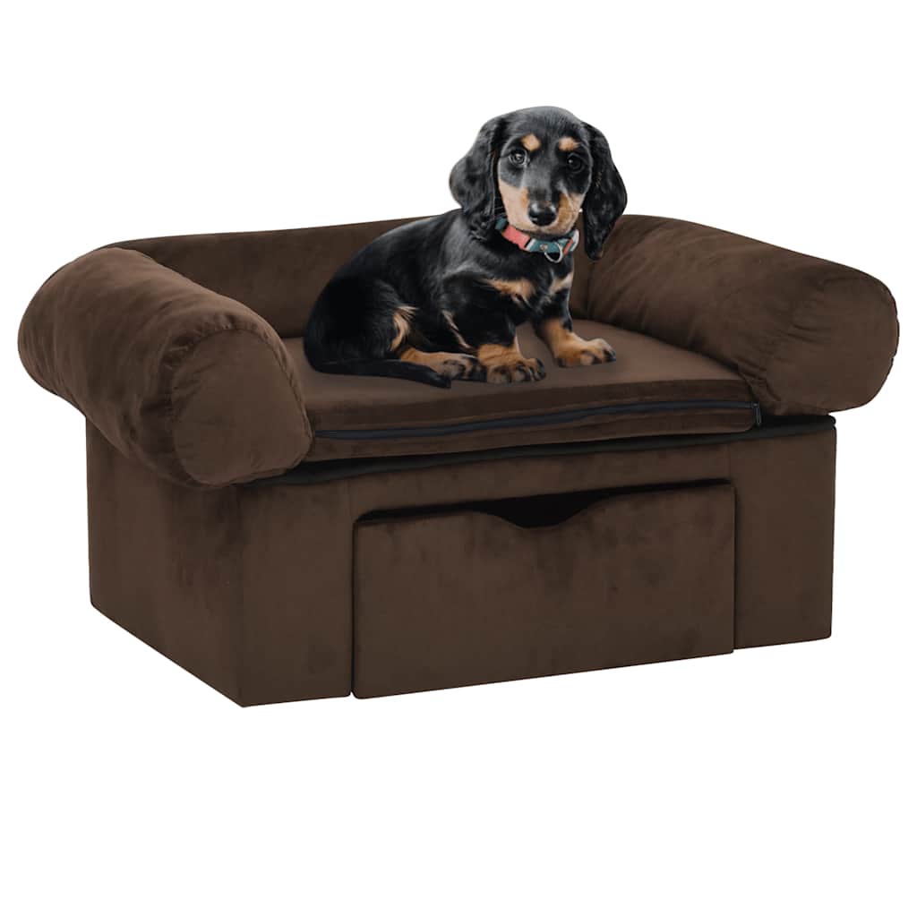 vidaXL Hundesofa mit Schublade Grau 75x50x38 cm Plüsch
