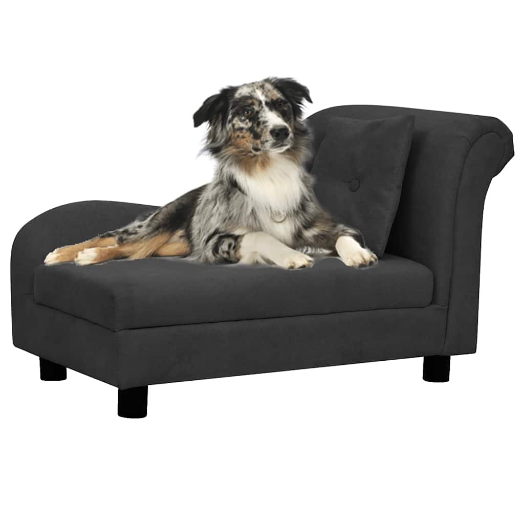 vidaXL Hundesofa mit Kissen Grau 83x44x44 cm Plüsch