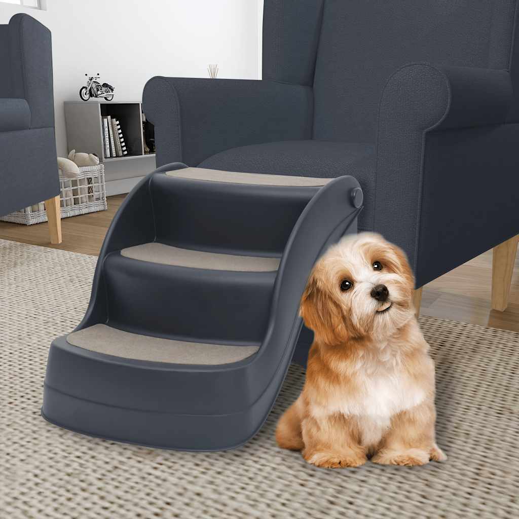 vidaXL Hundetreppe mit 3 Stufen Klappbar Creme 50x38x38 cm Kunststoff