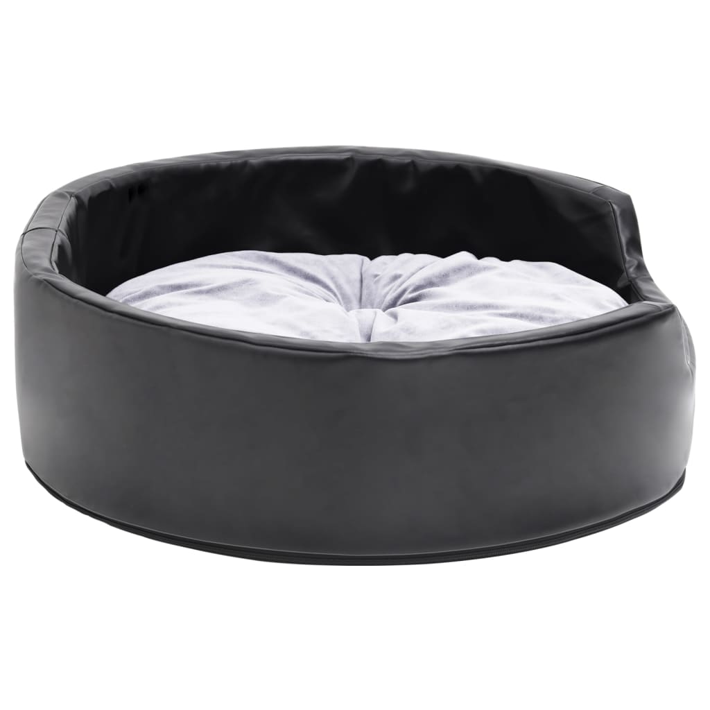 vidaXL Hundebett Schwarz-Grau 69x59x19 cm Plüsch und Kunstleder