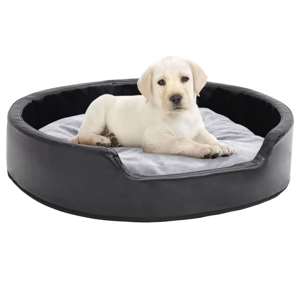 vidaXL Hundebett Schwarz-Grau 69x59x19 cm Plüsch und Kunstleder