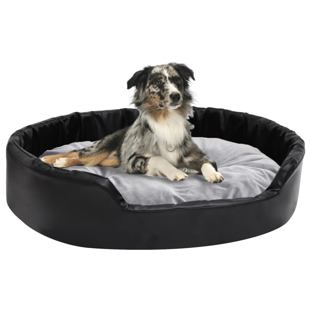 vidaXL Hundebett Schwarz-Grau 69x59x19 cm Plüsch und Kunstleder