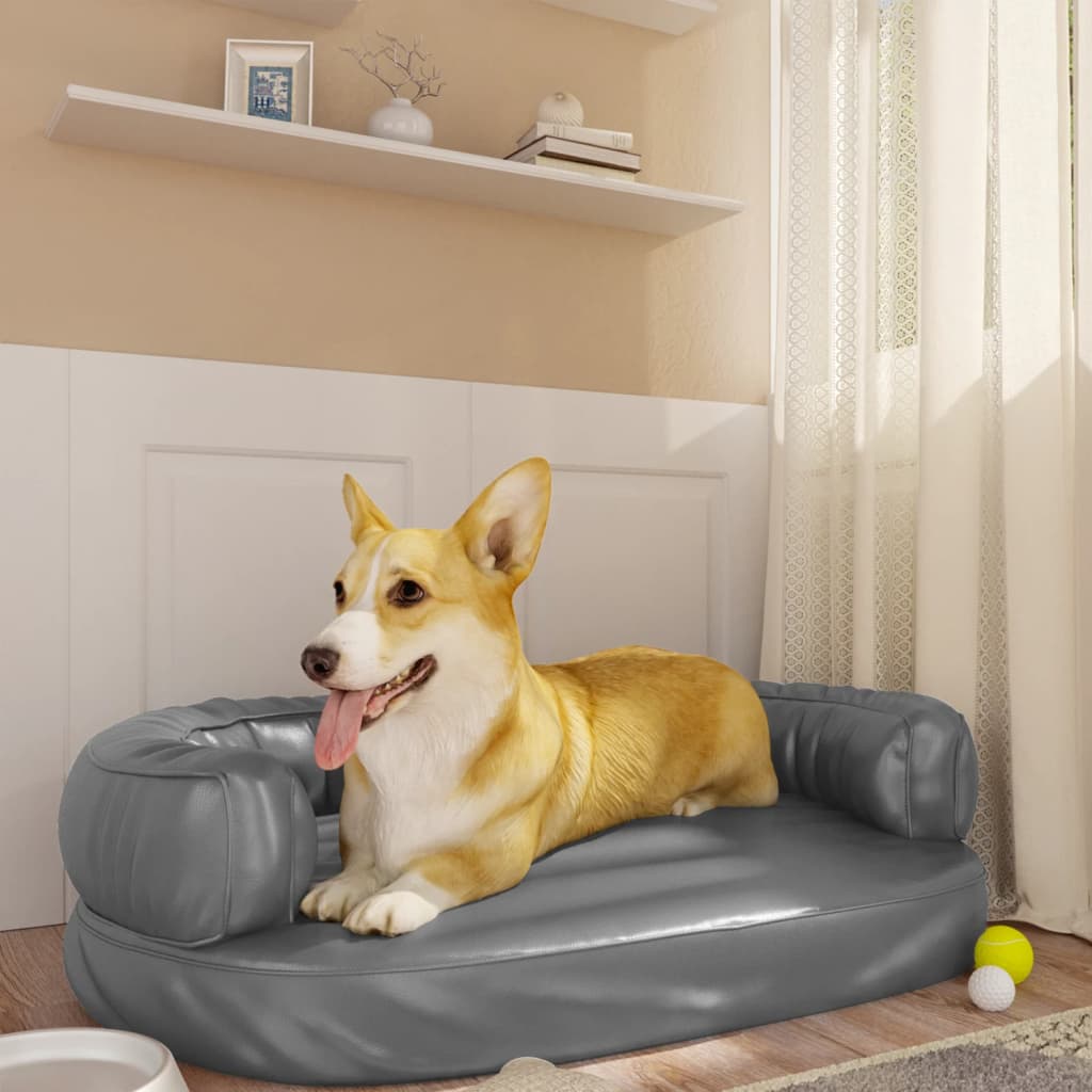 vidaXL Hundebett Ergonomisch Schaumstoff Dunkelblau 60x42cm Kunstleder