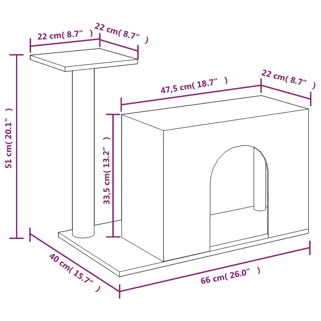 vidaXL Kratzbaum mit Sisal-Kratzsäule Hellgrau 51 cm
