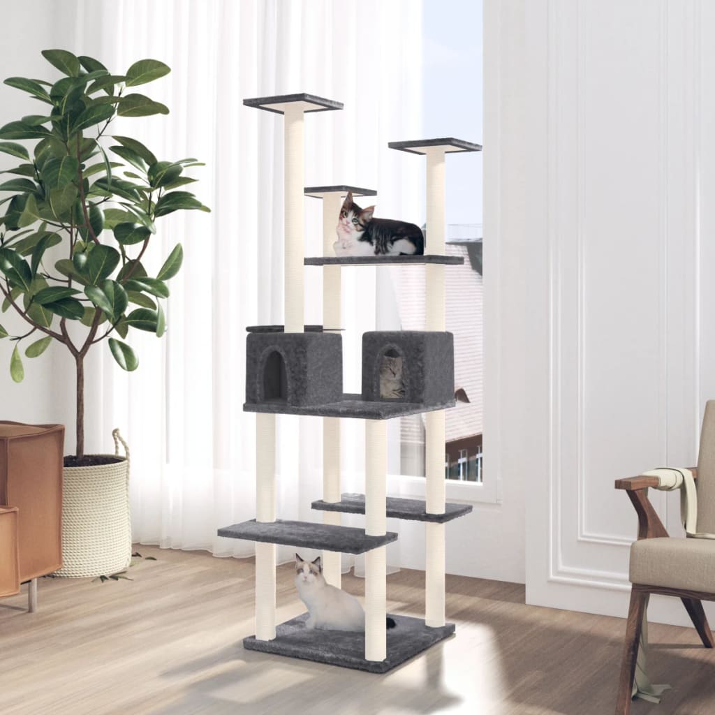 vidaXL Kratzbaum mit Sisal-Kratzsäulen Hellgrau 167 cm