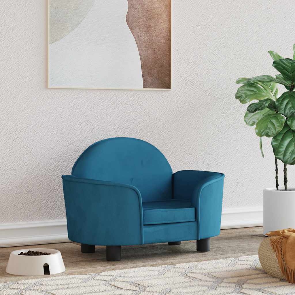 vidaXL Hundebett Blau 66x40x45 cm Samt