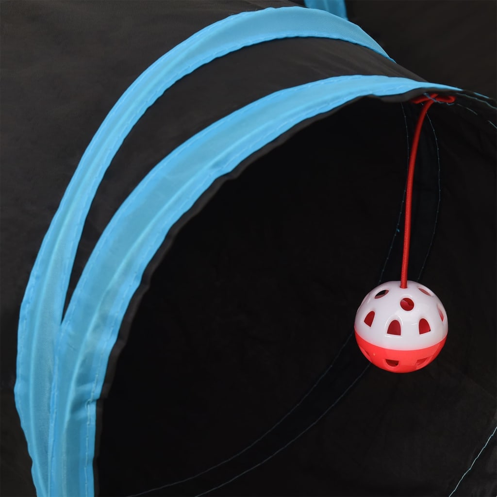vidaXL Katzentunnel 3-Wege Schwarz und Blau 90 cm Polyester