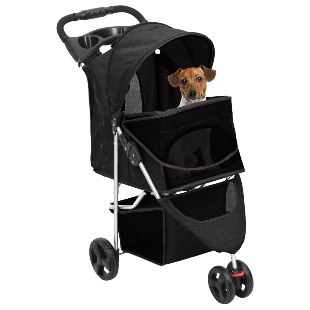 vidaXL Hundewagen Faltbar Schwarz 80x46x98 cm Oxford-Gewebe
