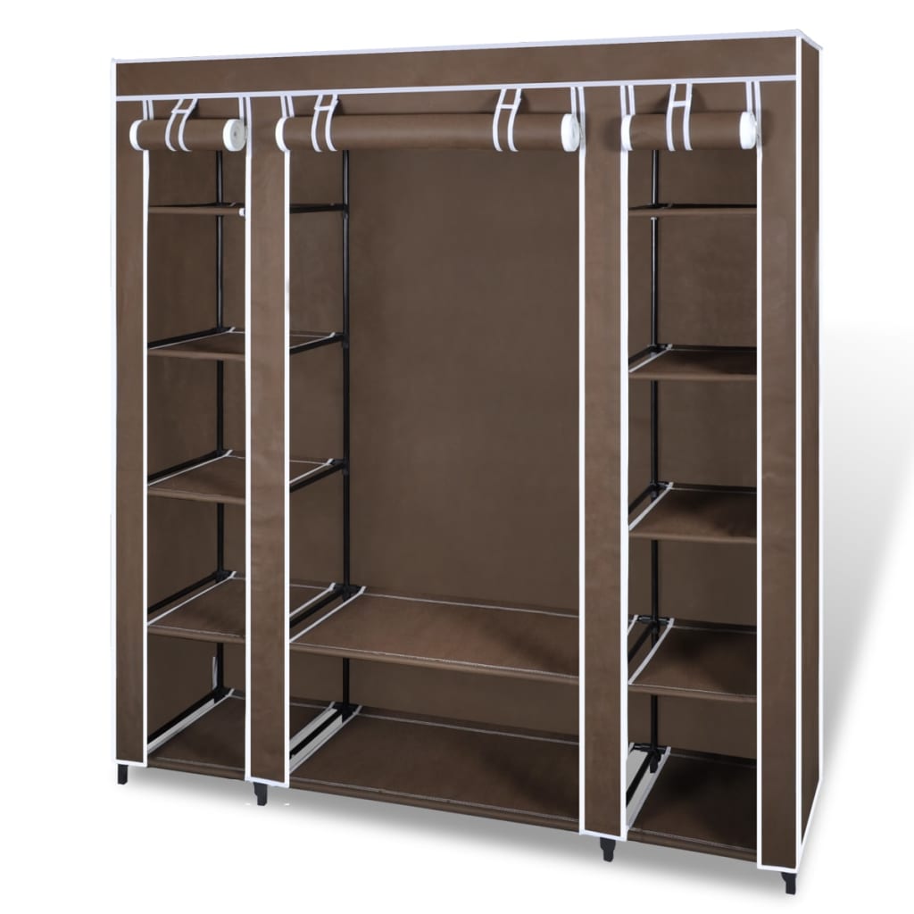 vidaXL Stoffschrank mit Fächern Kleiderstangen 45×150×176 cm Schwarz