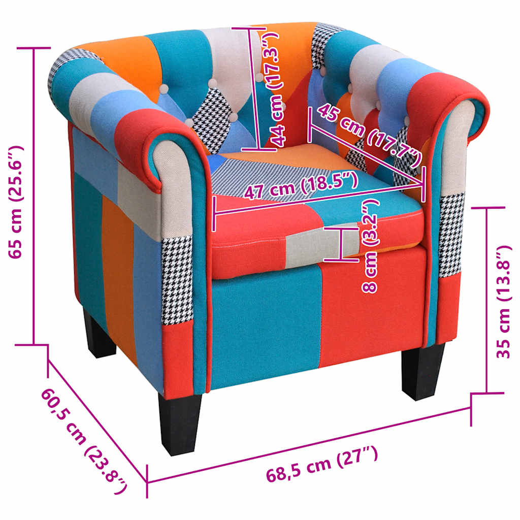 vidaXL Sessel mit Patchwork-Design Stoff