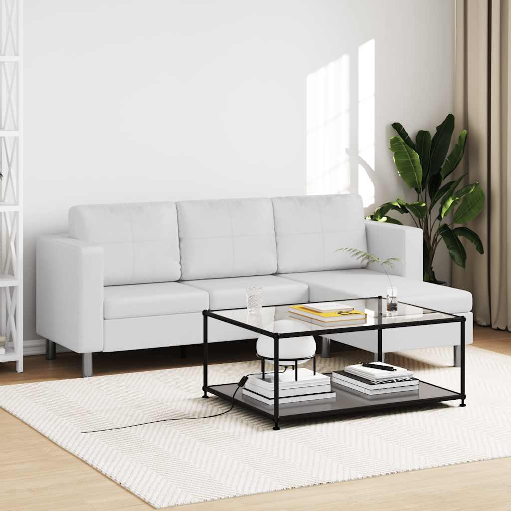 vidaXL L-förmiges Sofa 3-Sitzer Kunstleder Schwarz