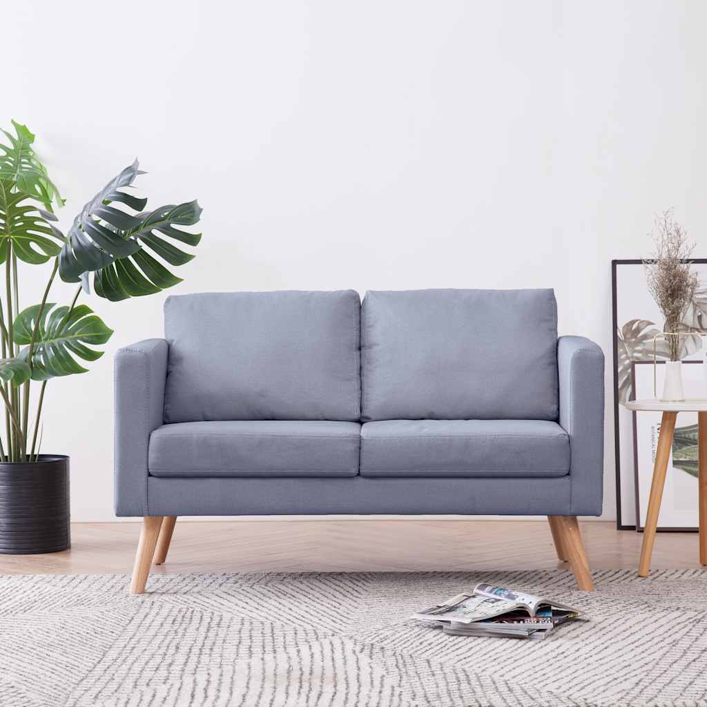 vidaXL Sofa 2-Sitzer Stoff Hellgrau