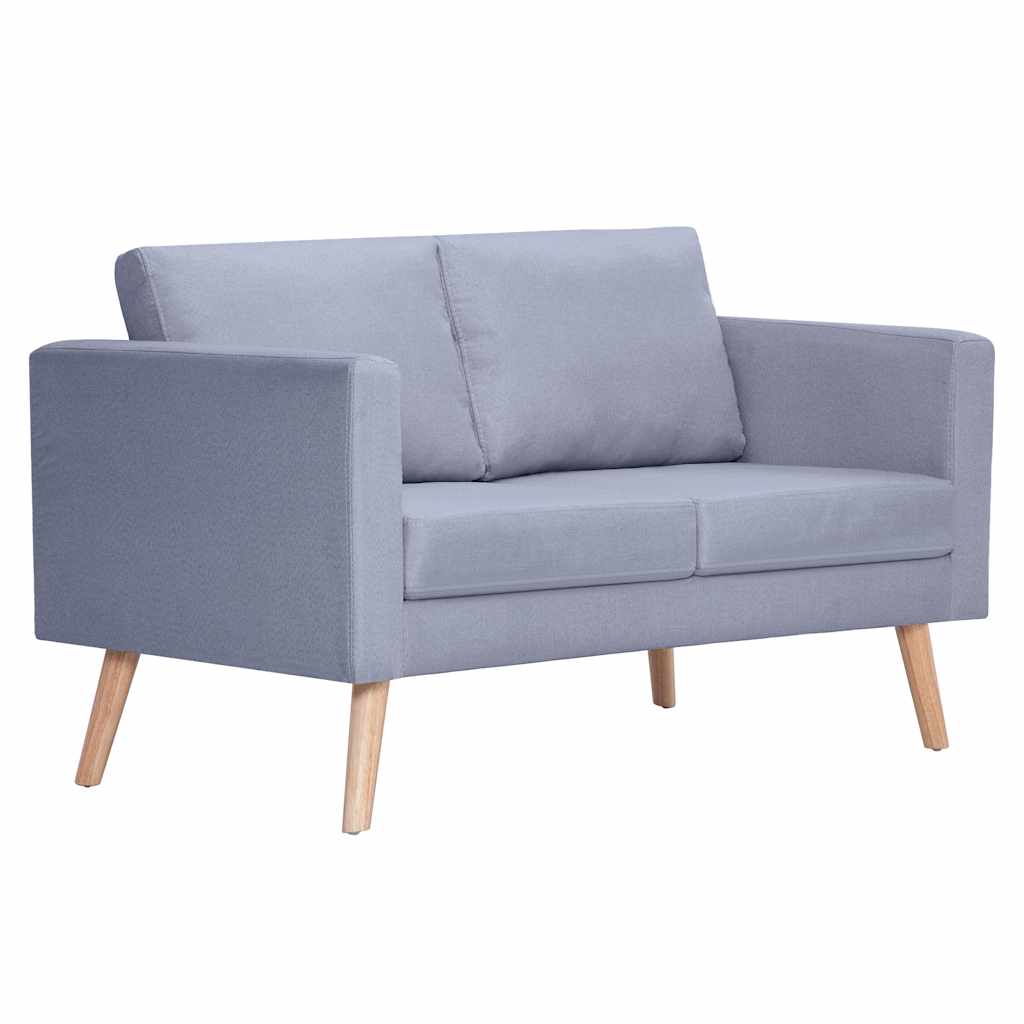 vidaXL Sofa 2-Sitzer Stoff Hellgrau