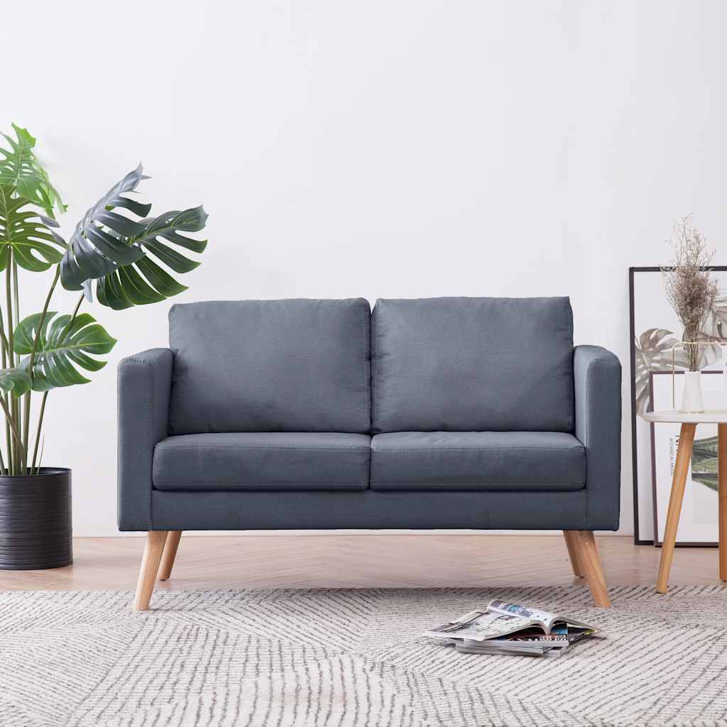 vidaXL Sofa 2-Sitzer Stoff Hellgrau