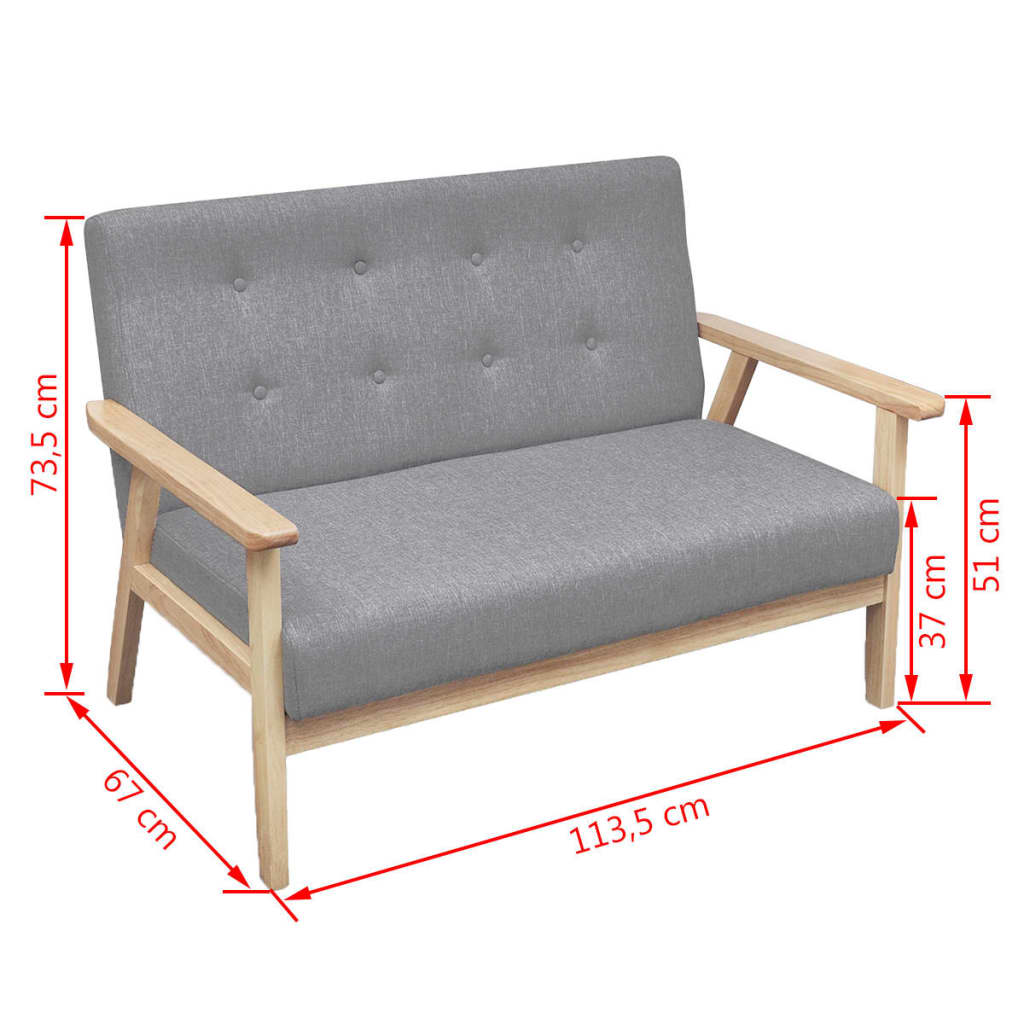 vidaXL 2-Sitzer-Sofa Stoff Hellgrau