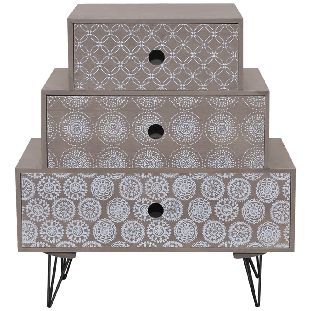 vidaXL Nachttisch mit 3 Schubladen Grau und Braun