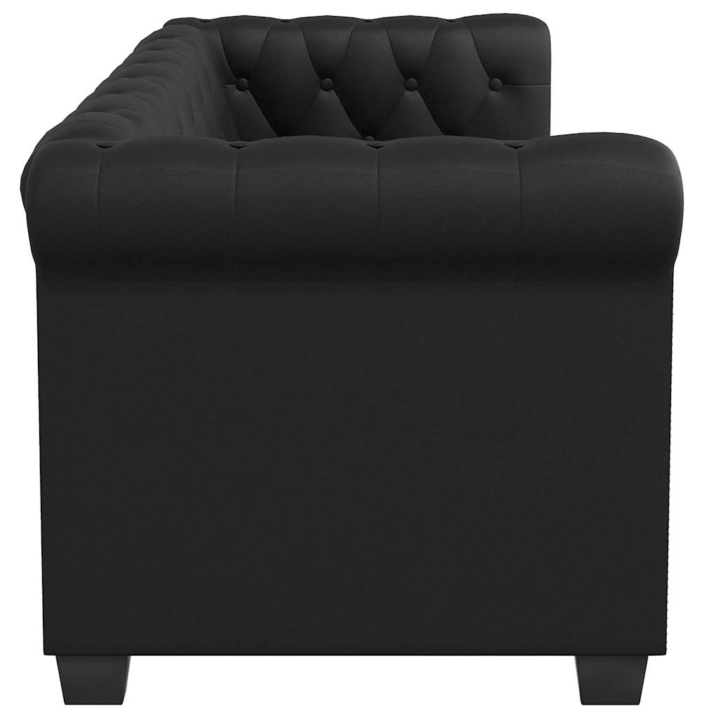 vidaXL Chesterfield-Sofa 2-Sitzer Kunstleder Schwarz