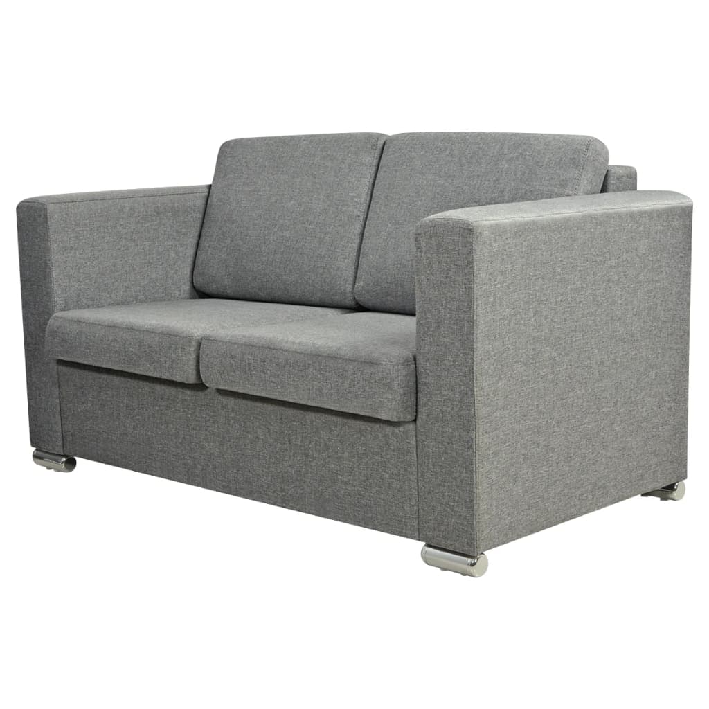 vidaXL Sofa 2-Sitzer Stoff Hellgrau