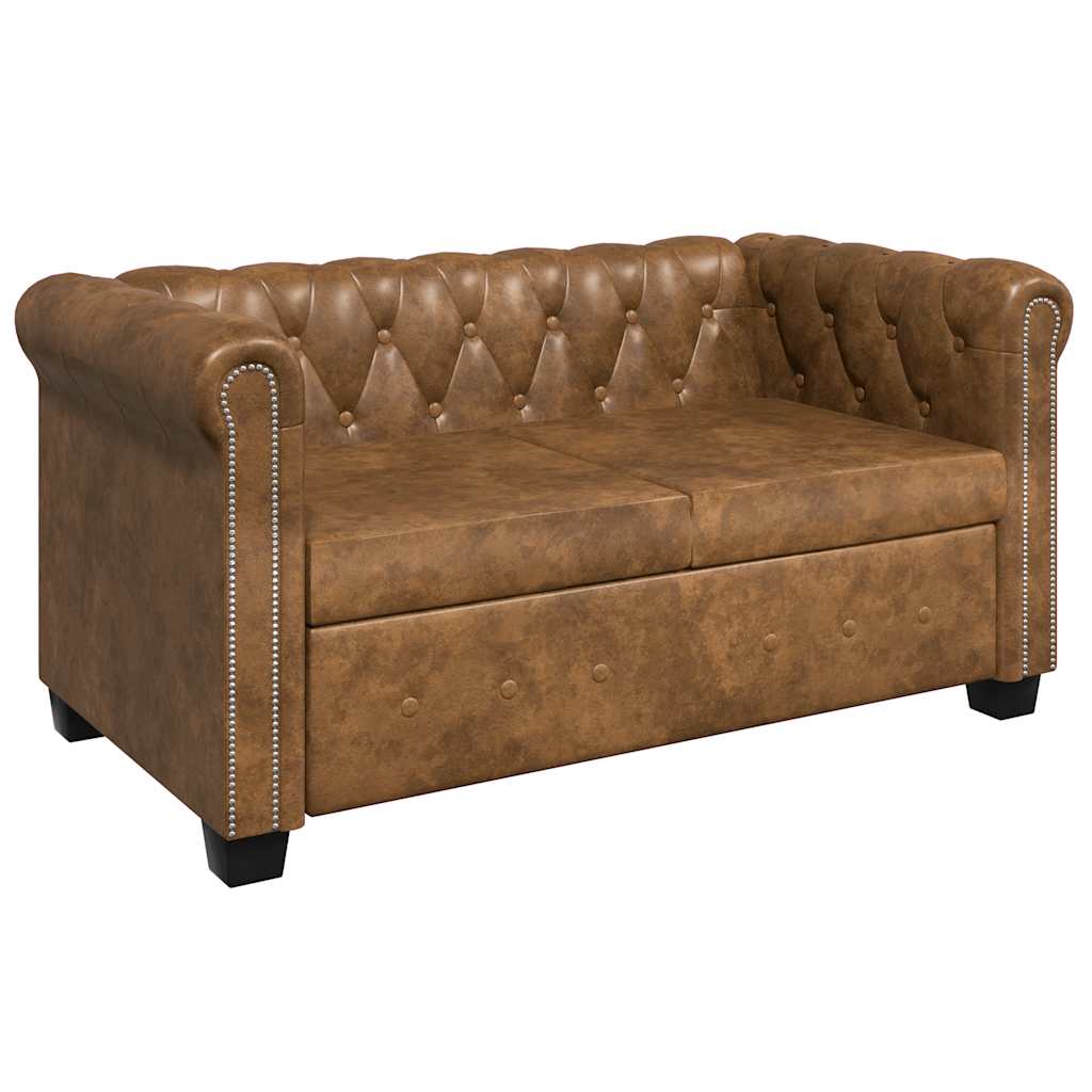 vidaXL Chesterfield-Sofa 2-Sitzer Kunstleder Braun