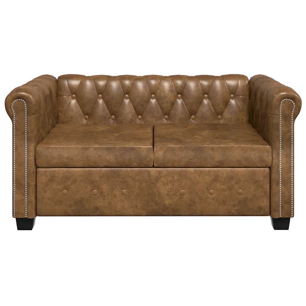 vidaXL Chesterfield-Sofa 2-Sitzer Kunstleder Braun