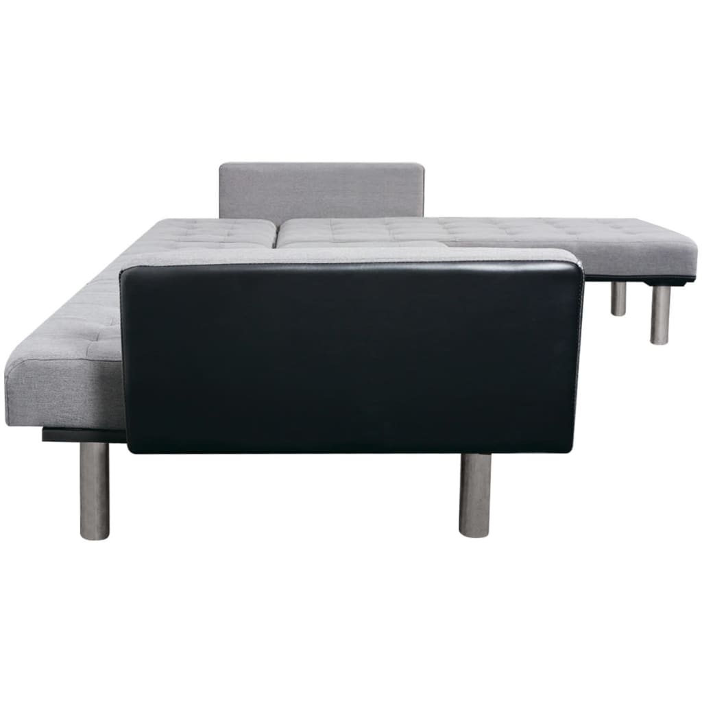 vidaXL Schlafsofa in L-Form Stoff Schwarz und Grau