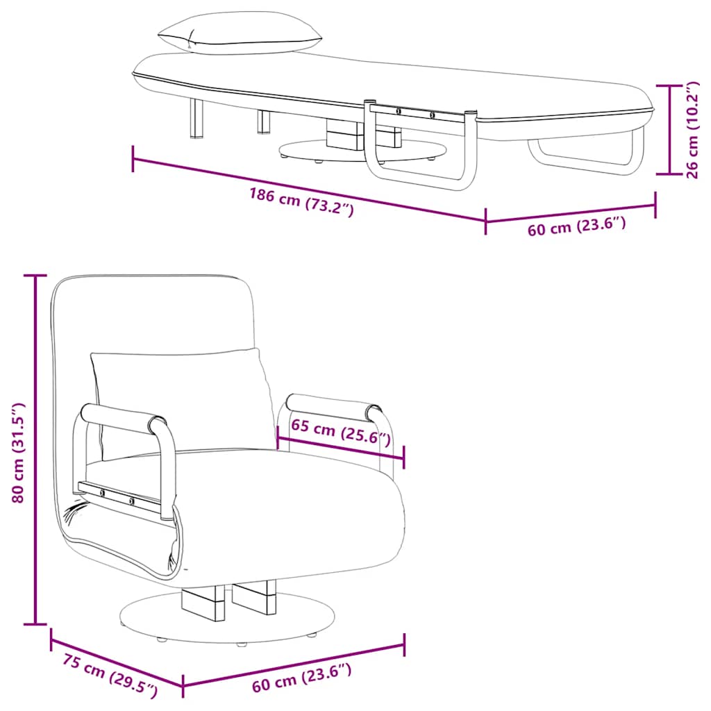vidaXL Drehstuhl und Schlafsofa Hellgrau Stoff