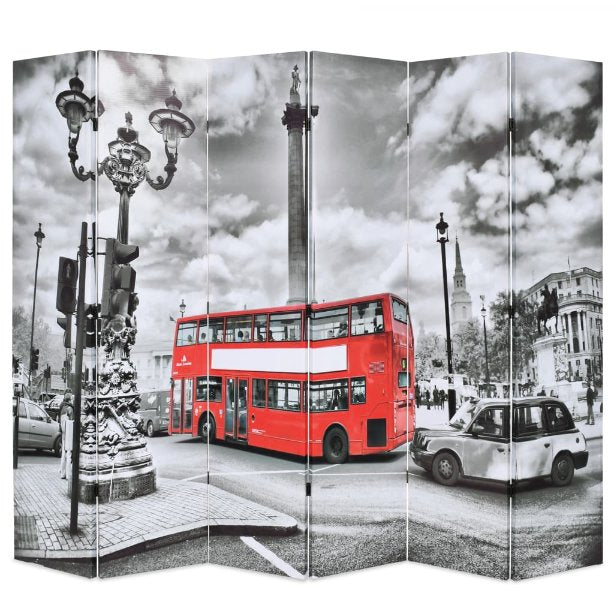 vidaXL Raumteiler klappbar 120 x 170 cm London Bus Schwarz-Weiß