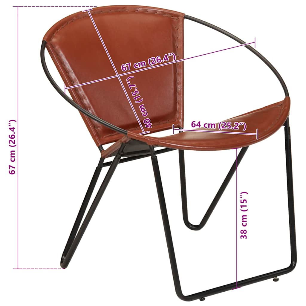 vidaXL Stuhl Braun Echtleder