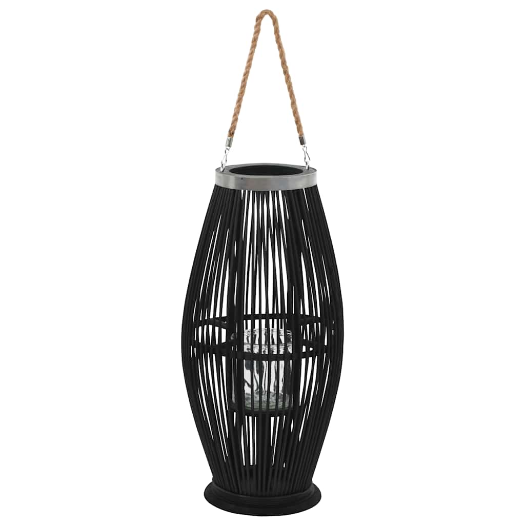 Hängender Kerzenleuchter Bambus Schwarz 95cm
