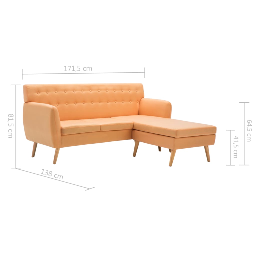 vidaXL Sofa L-Form Stoff 171,5x138x81,5 cm Orange