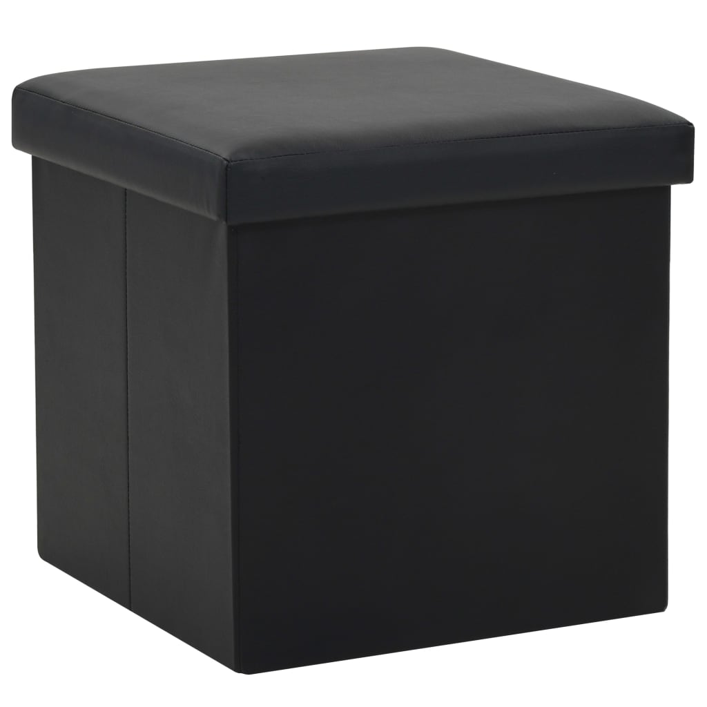 vidaXL Hocker mit Stauraum 2 Stk. Schwarz Kunstleder