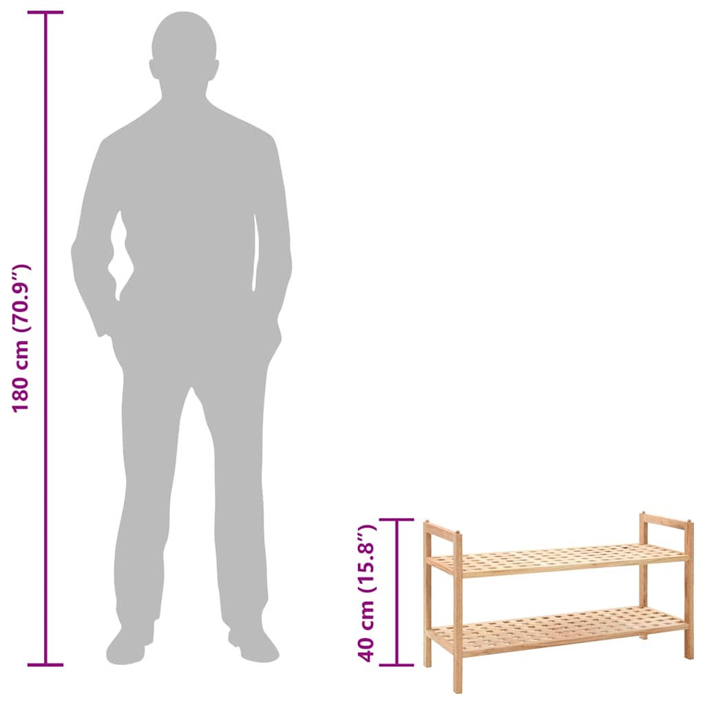 vidaXL Schuhregal Walnussholz Massiv 69x26x40 cm