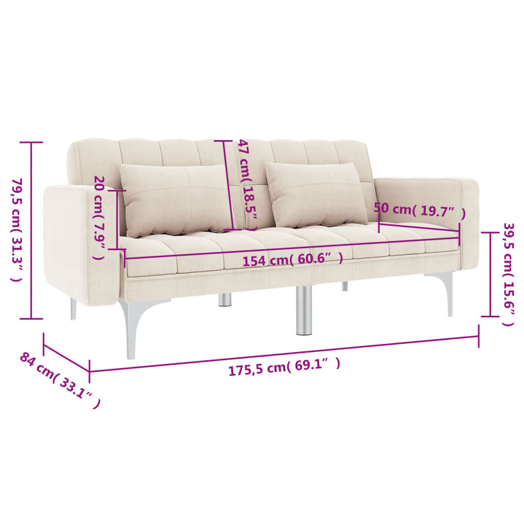 vidaXL Schlafsofa Creme Stoff
