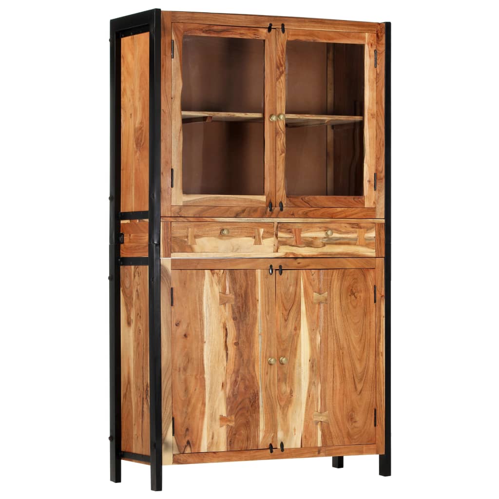 vidaXL Highboard 100x40x175 cm Massives Raues Mangoholz