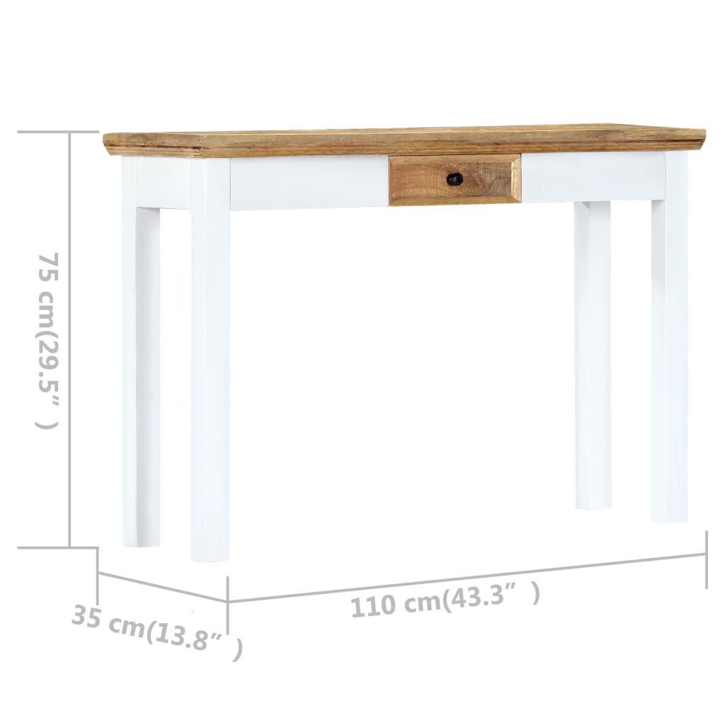 vidaXL Konsolentisch Weiß und Braun 110 x 35 x 75 cm Mangoholz Massiv