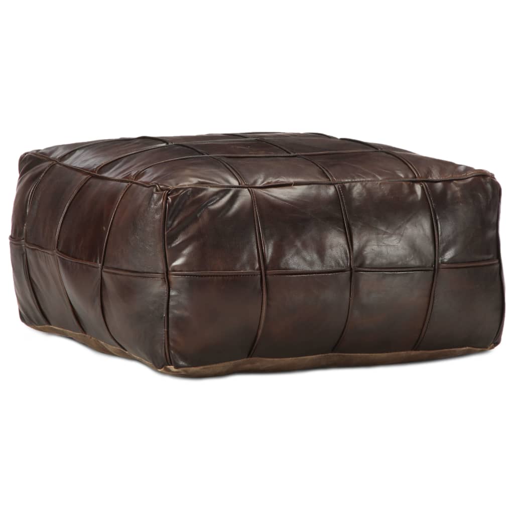 Pouf Hellbraun 60 x 60 x 30 cm Echtes Ziegenleder