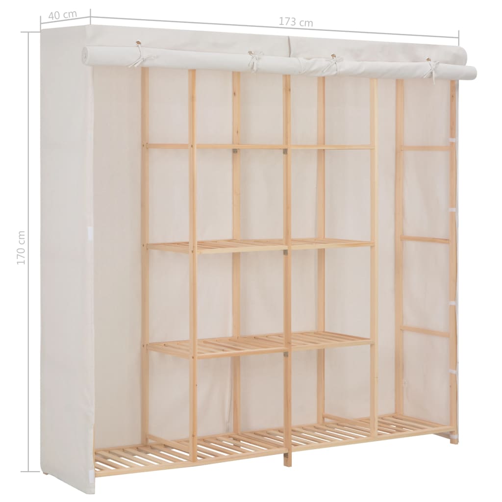 vidaXL Kleiderschrank Weiß 173 x 40 x 170 cm Stoff