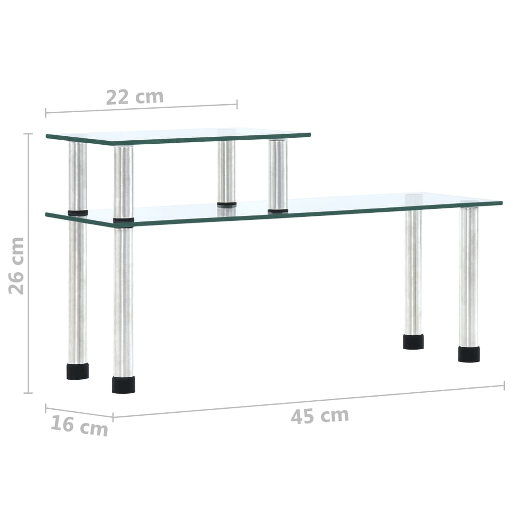vidaXL Küchenregal Transparent 45×16×26 cm Hartglas