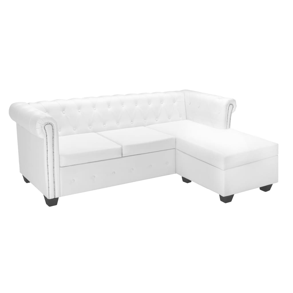 vidaXL Chesterfield-Sofa L-Form Kunstwildleder Braun