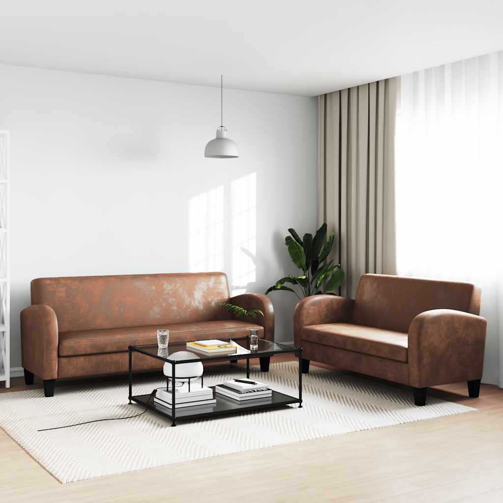 vidaXL Sofa 2-Sitzer Wildleder-Optik Braun