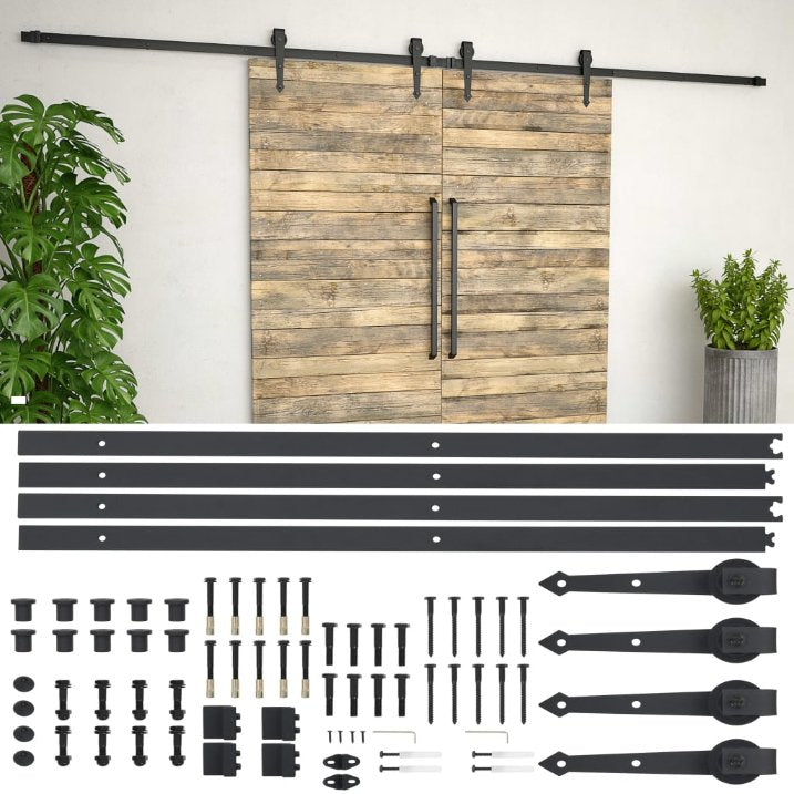 vidaXL Schiebetürbeschlag-Set 183 cm Stahl Schwarz
