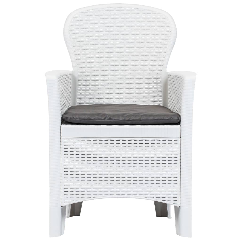vidaXL 3-tlg. Bistro-Set Kunststoff Weiß Rattan-Optik