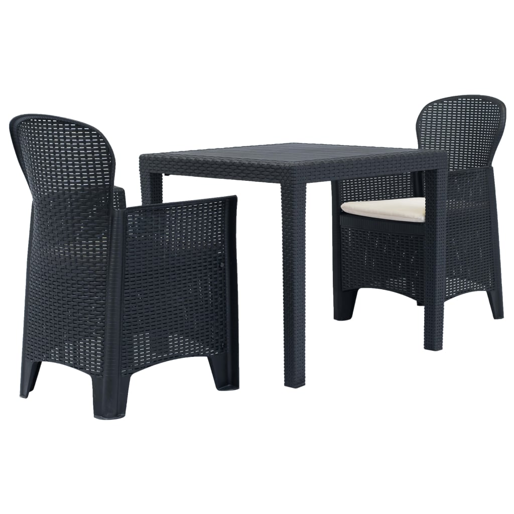 vidaXL 3-tlg. Bistro-Set Kunststoff Weiß Rattan-Optik