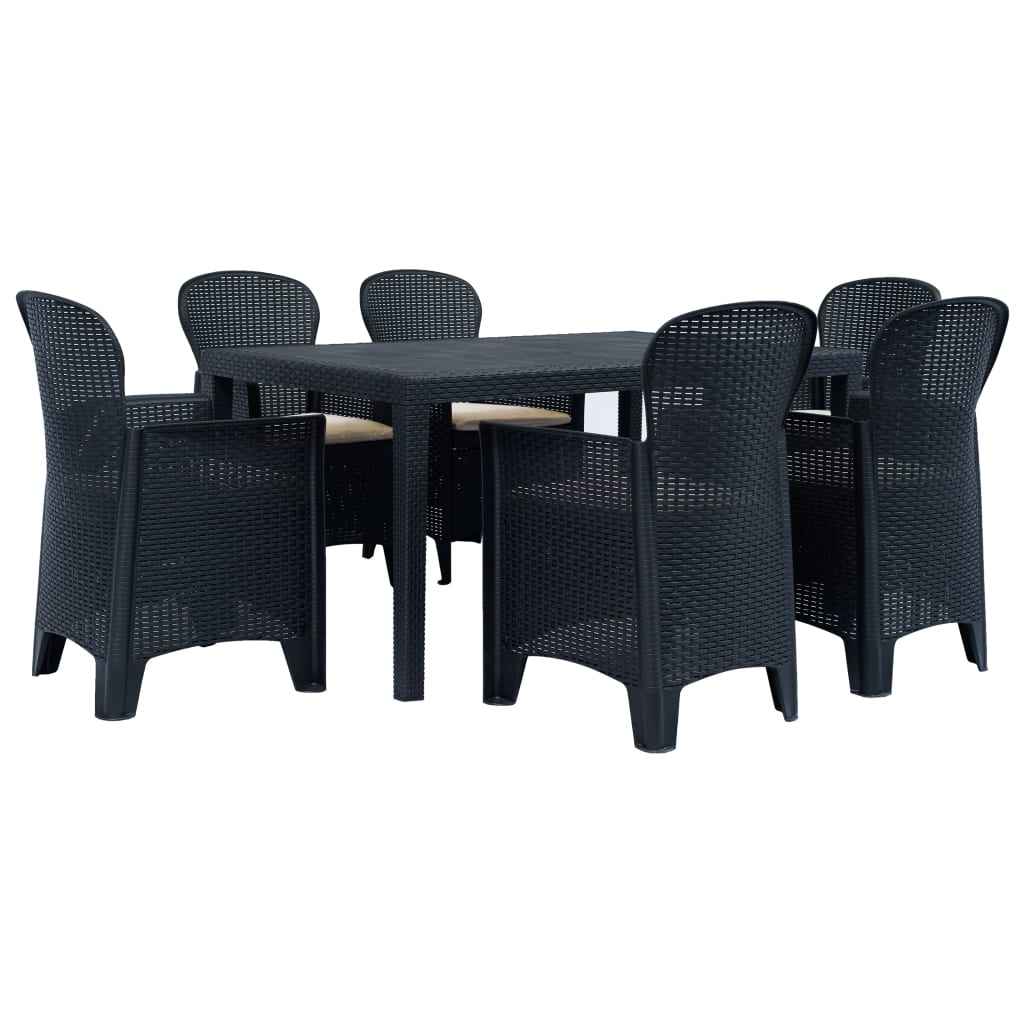 vidaXL 3-tlg. Bistro-Set Kunststoff Weiß Rattan-Optik