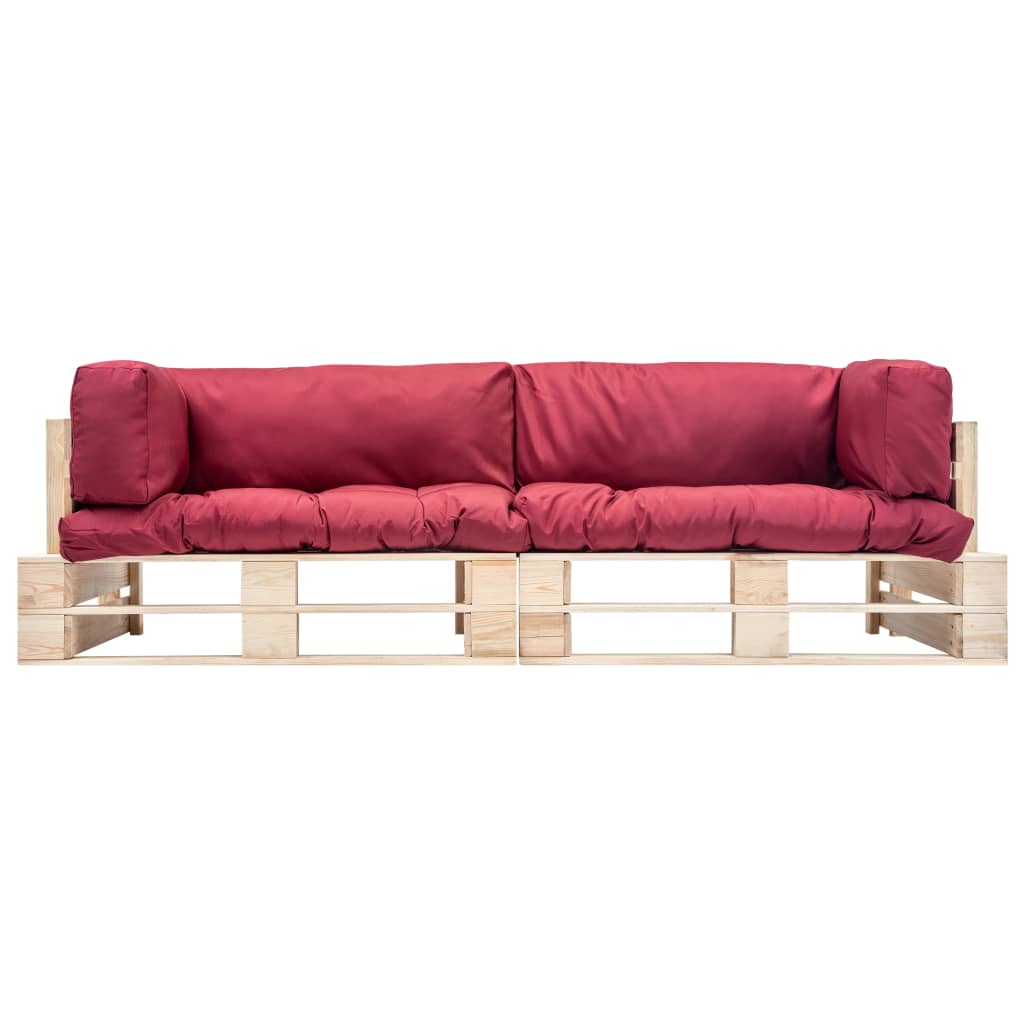 vidaXL 2-tlg. Outdoor-Sofa-Set Paletten mit Kissen in Grau Kiefernholz