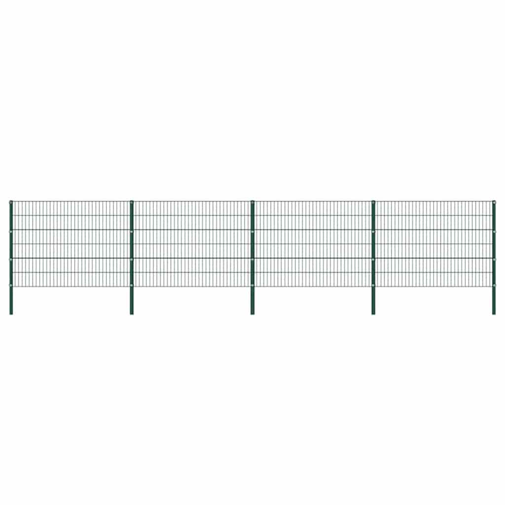 vidaXL Zaunelement mit Pfosten Eisen 176,5 x 80 cm Grün