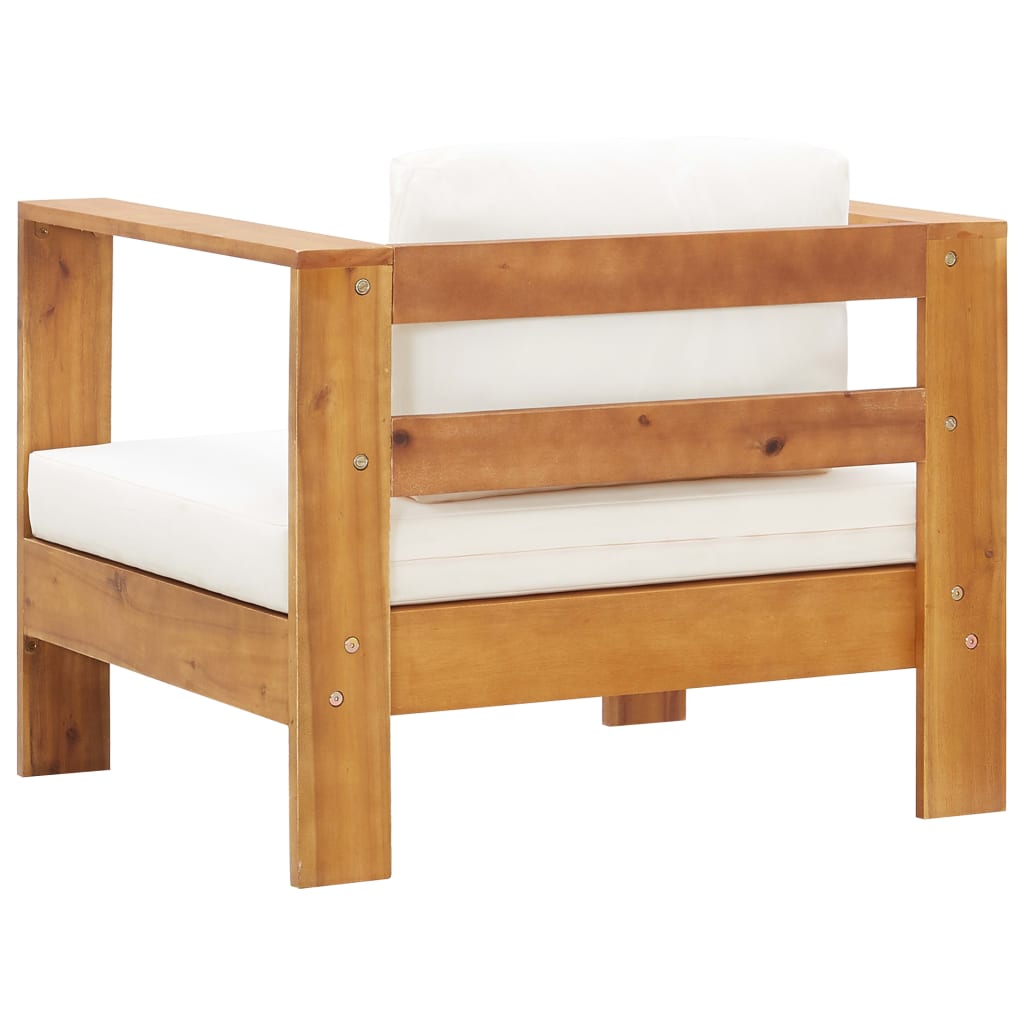 vidaXL 4-tlg. Garten-Lounge-Set mit Kissen Creme Massivholz Akazie